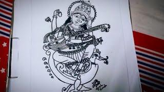 Saraswati Puja Drawing ll #akartgallery #trending #drawing