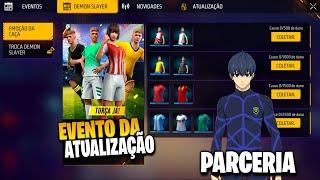 SURREAL!! +10 CAMISAS DE TIME, NOVA PARCERIA FF x BLUE LOCK E NOVO VEÍCULO - NOVIDADES FREE FIRE