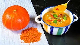 Pumpkin and lentil soup - like medicine for my stomach! Incredibly delicious! Ready in 20 minutes!