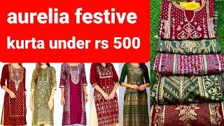 Aurelia festive kurta under rs 500 for karwachauth & diwali | RARA | foil print kurti for festival