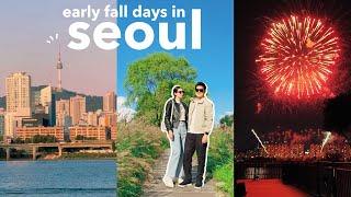 fall in korea  stunning seoul fireworks  cafe street date, cozy working at home | vlog