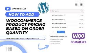 Woocommerce Product Pricing based on order quantity  | Woocommerce Tutorial