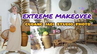 CARA MEMBUAT MINI STUDIO PHOTOSHOOT di rumah | DIY EXTREME MAKEOVER GUDANG JADI STUDIO