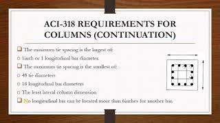 ACI - 318 Code Requirements For Reinforce concrete Columns Design.