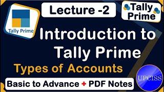 Introduction to tally prime, types of account with pdf notes in Hindi | UPCISS | Lecture 2