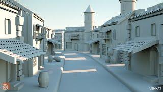 Houdini 18 speed modelling || Creation of a Medieval Town in Houdini 18