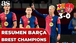 RESUMEN y GOLES del FC BARCELONA 3 - BREST 0 | CHAMPIONS LEAGUE | NARRACIÓN CARRUSEL