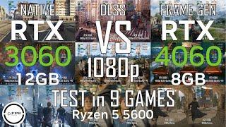 RTX 3060 12GB vs RTX 4060 8GB + Ryzen 5 5600 | Test in 9 Games 1080p
