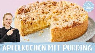 Apfelkuchen mit Pudding und Streusel   | Einfach Backen