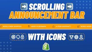 Add Scrolling Announcement Bar with Icons to Shopify in 2024 | Quick and Easy Way