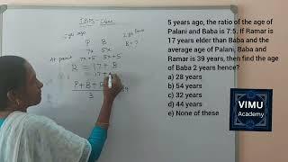 Problems on Ages.IBPS PREVIOUS YEAR QUESTION. Math problem.vimu academy.