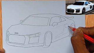 Audi Car drawing || Easy Car drawing || VERY EASY || Step by Step || Car Drawing | AUDI car