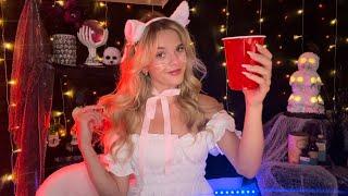 ASMR Kind Popular Girl Halloween Party Roleplay   (muffled music + chatter ambience)