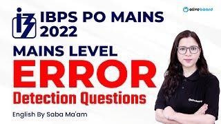 IBPS PO Mains English 2022 | Mains Level Error Detection Questions | By Saba Ma'am