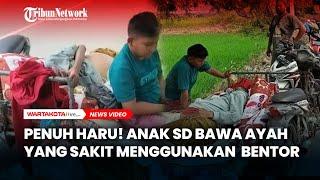 Penuh Haru Perjuangan Seorang Anak SD Membawa Ayahnya Yang Sakit Menggunakan  Becak Motor