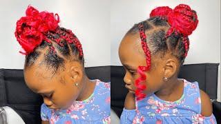 Quick and Easy Jumbo Knotless Braids for Kids | Pink Hair Extension