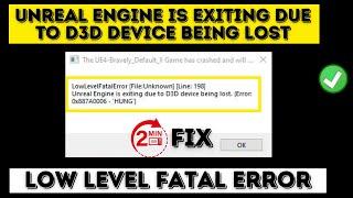 UE4 Game has crashed Low Level Fatal Error 0x887A006 Hung