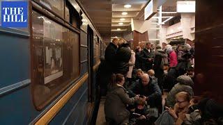 Ukrainian Citizens In Kharkiv Seek Shelter From Bombings Inside Subway Station