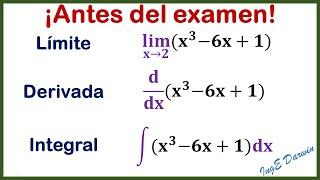 La clave: Límite, derivada e integral - función polinómica | Repaso antes del examen - clase 2