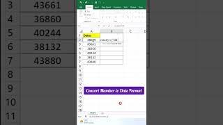 Convert Number to Date Format using Text Function #shorts