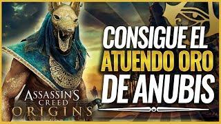 Assassin's Creed Origins | Cómo Conseguir ATUENDO ANUBIS DORADO EQUIPO COMPLETO + ARCO ASESOR MA'AT