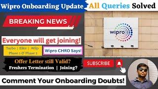 Wipro onboarding update | Turbo, Elite & Wilp - Freshers joining | Phase 1 & 2 | Wipro CHRO Says!