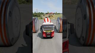 Long Buses & Capsule Passenger Bus vs Bollards Crash - BeamNG.Drive #shorts #beamngdrive #bus