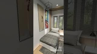 Desain interior kamar tidur sempit tapi terlihat luas ukuran 1,7 meter #shorts