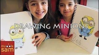 Sophia and Bella's ART CHALLENGE! Drawing Minion Bob on Mugglesam