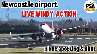 LIVE AVIATION #STORM KATHLEEN 'DOWN THE BARREL' runway views from Newcastle International airport