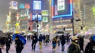 【4K】Tokyo Heavy Snowfall in Shibuya 2022