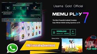 How To|Download & Install Memu Android Emulator 7 on Windows 10/8/7|install whatsapp & PUBG New 2020