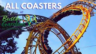 All Coasters at Busch Gardens Williamsburg + On-Ride POVs - Front Seat Media