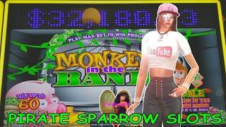 MORE Monkeying Around! MONKEY IN THE BANK PART 1 #piratesparrowslots  Cadillac Jack Game