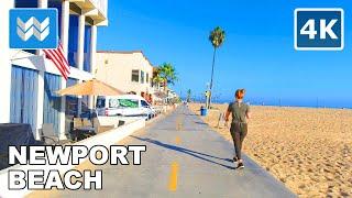 [4K] Bike Ride  Newport Beach Boardwalk in Orange County, California USA - Virtual Cycling Tour 