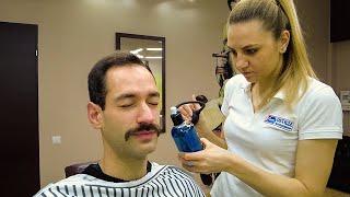 Hot Towel Shave and Trim by Ukrainian Barber (ASMR) - Krakow 