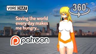 Super heroine wants a snack after ad... (My Patreon) (Vore) (360º video)