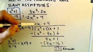 Finding Slant Asymptotes of Rational Functions