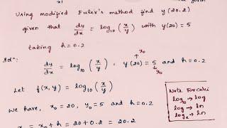 Modified Euler's Method | Numerical Methods| 18mat31 Module 4 ( Jan./Feb. 2023 Q.no- 8a) |