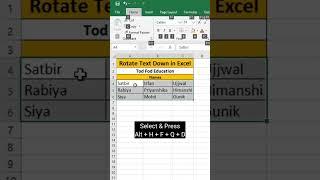 Rotate Text Down in #microsoft  #excel #msexcel #shorts #computer #education #tricks