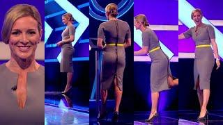 Gabby Logan-Tight Low Cut Dress & Black Heels Incredible Figure 2024 HD