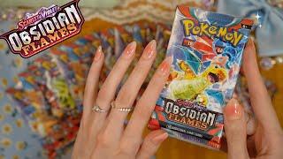 *NEW* Obsidian Flames Pokemon Booster Pack Opening ASMR (soft spoken/whispering + tapping)