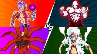 2 vs 2 Jiren and Luffy Gear 5 vs Vegeta Ultra Ego and Naruto Baryon