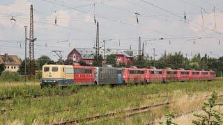 Bahnverkehr Ende Juni 2024 in Leipzig-Schönefeld (Lokzüge mit BR 145 und BR 151, BR 232, ...)