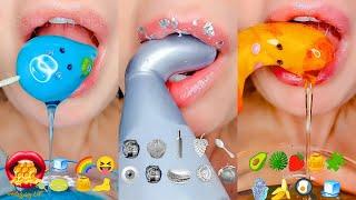 12 Minutes Sleep Relax Study ASMR Satisfying Eating Emoji Food Edited Compilation Mukbang