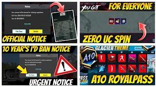 ️Urgent Warning | Bgmi Id Ban Official Notice | A10 Royal pass 1To100 RP Leaks | 3.5 Update Leaks