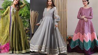 Khatan silk long frock designs for weeding and parties ||40+ Simple stylish raw silk maxi designs