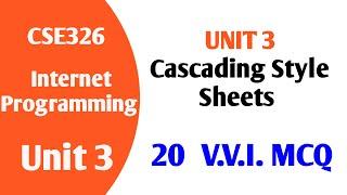 CSS | Cascading Style Sheets | 20 Important MCQs | Unit 3 | CSE326 | LPU