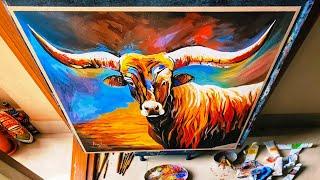 BULL PAINTING | Acrylic on Paper | Kamil's Art