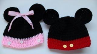 How to Crochet Mickey Mouse and Minnie Mouse Disney Inspired beanies